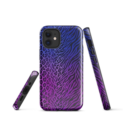 Purple to Blue Zebra & Leopard Print Tough Case for iPhone®