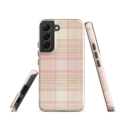 Pink & Cream Plaid Coquette Print Tough Case for Samsung