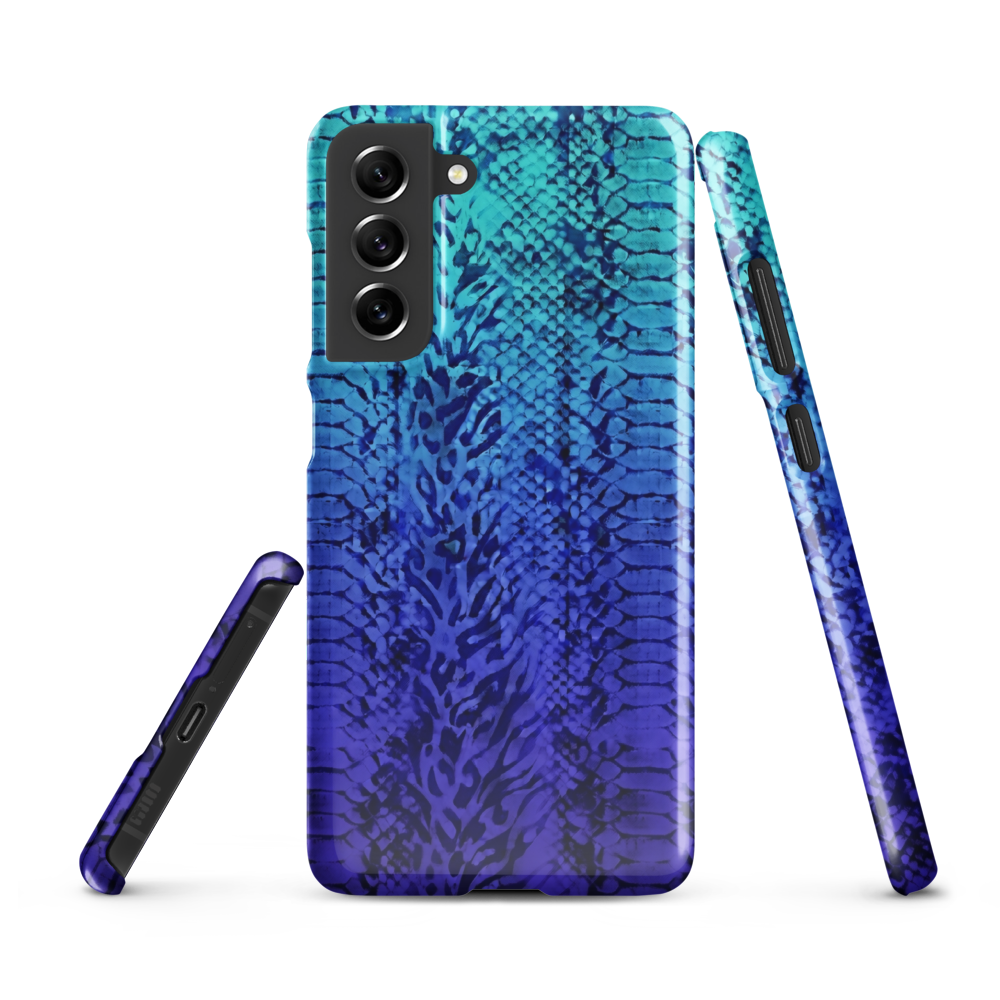 Vibrant Blue Snake & Leopard Print Snap Case for Samsung