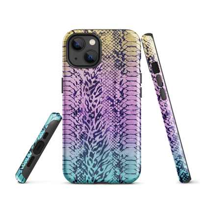 Faded Rainbow Snake Skin Zebra & Leopard Print Tough Case for iPhone®