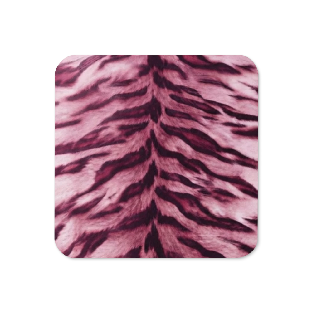 Pink Tiger Print Cork-Back Coaster