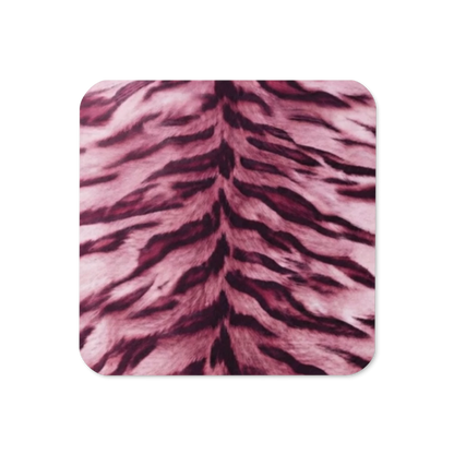 Pink Tiger Print Cork-Back Coaster