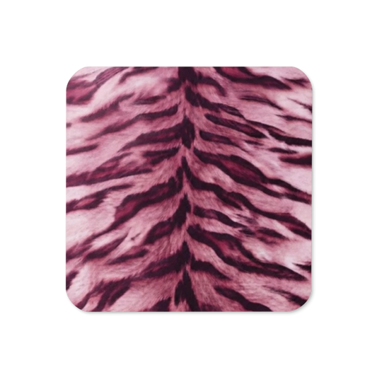 Pink Tiger Print Cork-Back Coaster