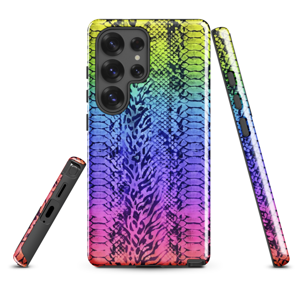 Vibrant Rainbow Snake Skin & Leopard Print Tough Case for Samsung