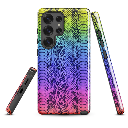 Vibrant Rainbow Snake Skin & Leopard Print Tough Case for Samsung