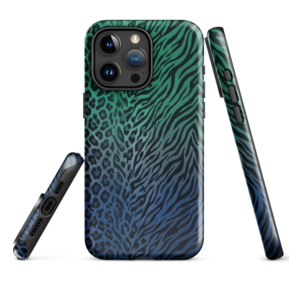 Blue to Teal Zebra & Leopard Print  Tough Case for iPhone®