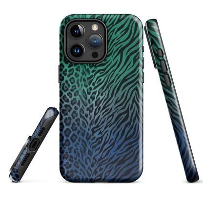 Blue to Teal Zebra & Leopard Print  Tough Case for iPhone®