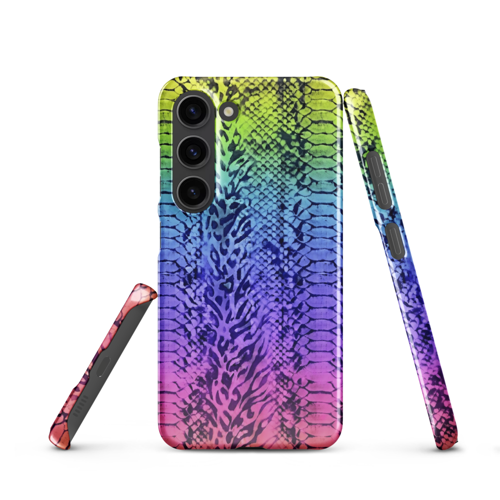 Vibrant Rainbow Snake Skin & Leopard Print Snap Case for Samsung