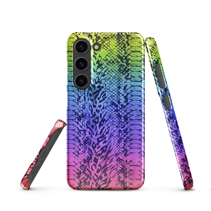 Vibrant Rainbow Snake Skin & Leopard Print Snap Case for Samsung