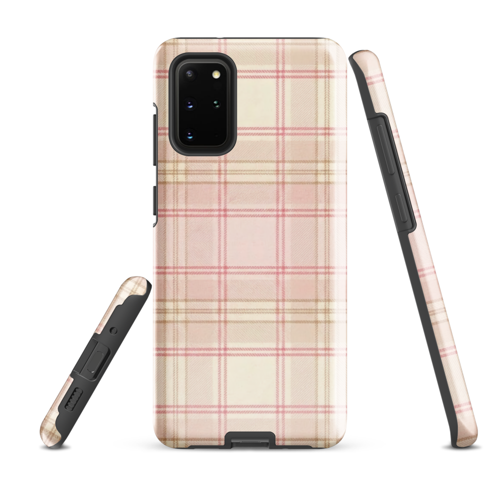 Pink & Cream Plaid Coquette Print Tough Case for Samsung