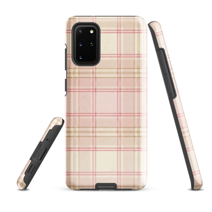 Pink & Cream Plaid Coquette Print Tough Case for Samsung