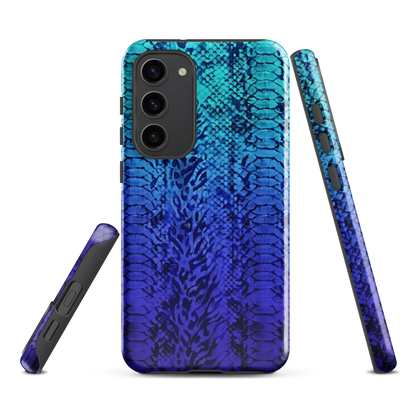 Vibrant Blue Snake & Leopard Print Tough Case for Samsung