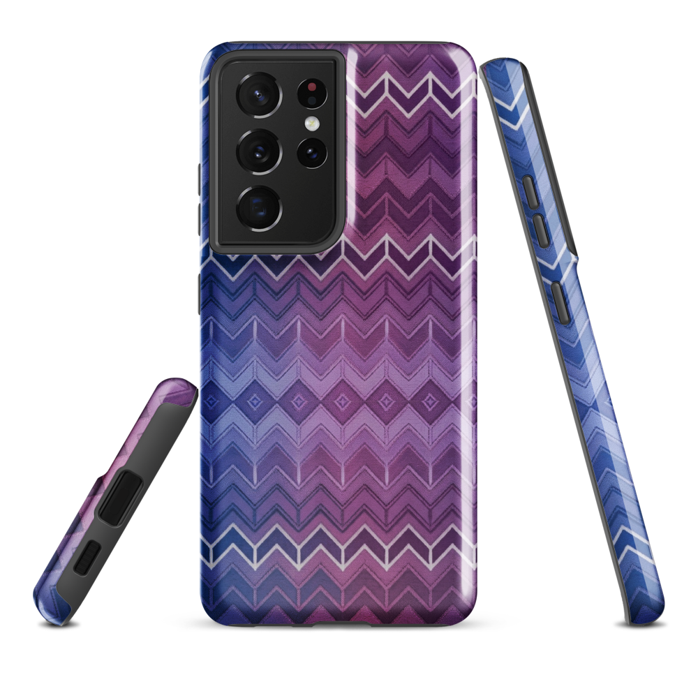 Purple & Blue Classic Chevron Print Tough Case for Samsung
