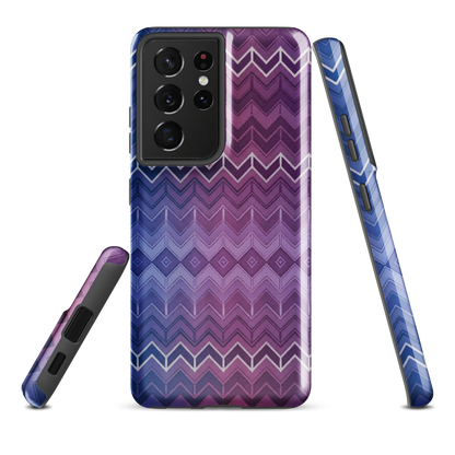 Purple & Blue Classic Chevron Print Tough Case for Samsung