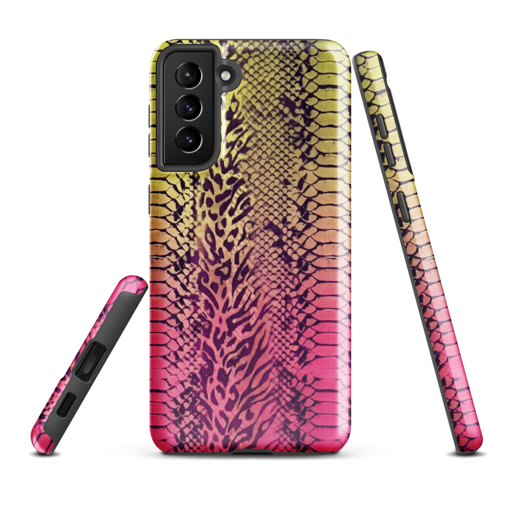 Yellow & Pink Snake Skin & Leopard Print Tough Case for Samsung