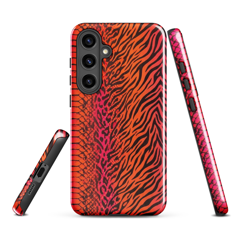 Sunset Orange & Pink Snake Skin Leopard & Zebra Print Tough Case for Samsung
