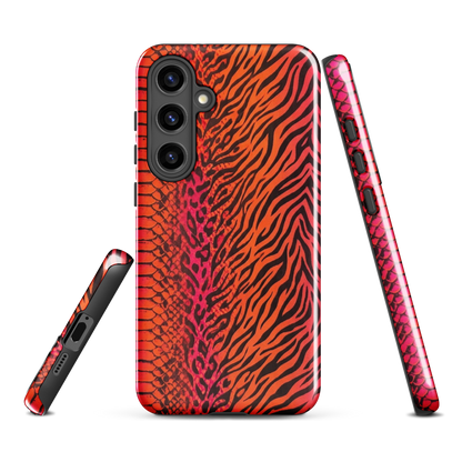 Sunset Orange & Pink Snake Skin Leopard & Zebra Print Tough Case for Samsung