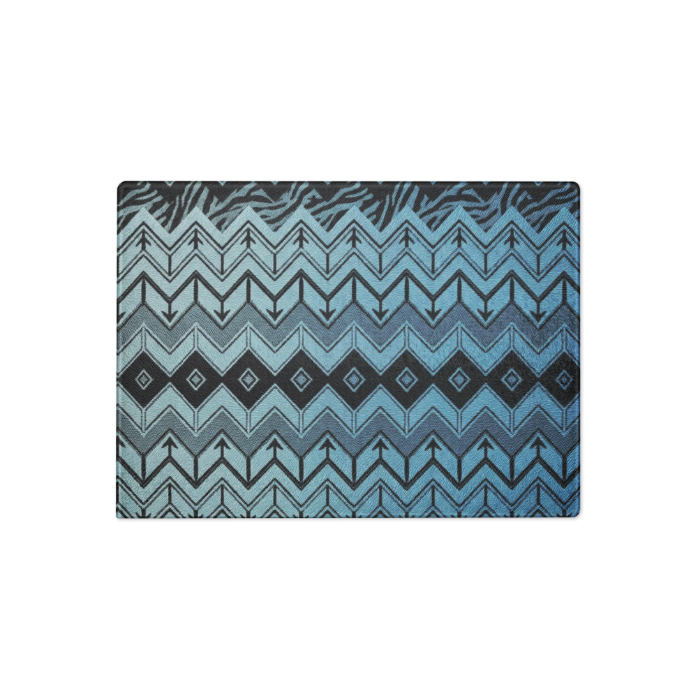 Blue Zebra & Leopard Print Special Edition Chevron Pattern Glass Cutting Board