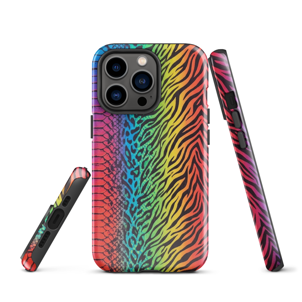 Vibrant Rainbow Snake Skin Leopard & Zebra Print Case for iPhone®