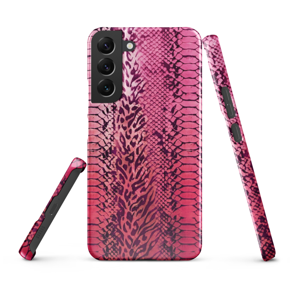 Neon Pink Snake Skin & Leopard Print Snap Case for Samsung