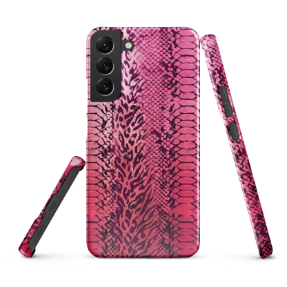 Neon Pink Snake Skin & Leopard Print Snap Case for Samsung