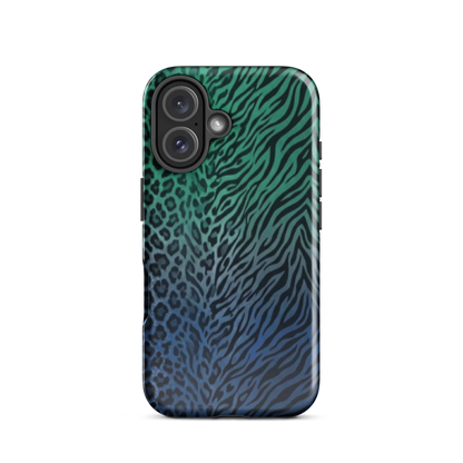 Blue to Teal Zebra & Leopard Print  Tough Case for iPhone®