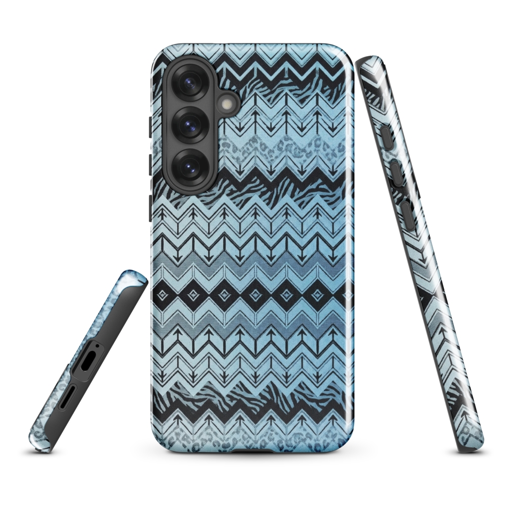 Blue Chevron Pattern Leopard & Zebra Print Tough Case for Samsung