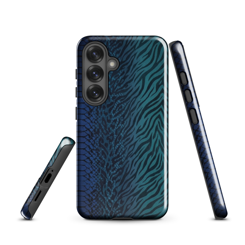 Blue & Teal Snake Skin Zebra & Leopard Print Tough Case for Samsung
