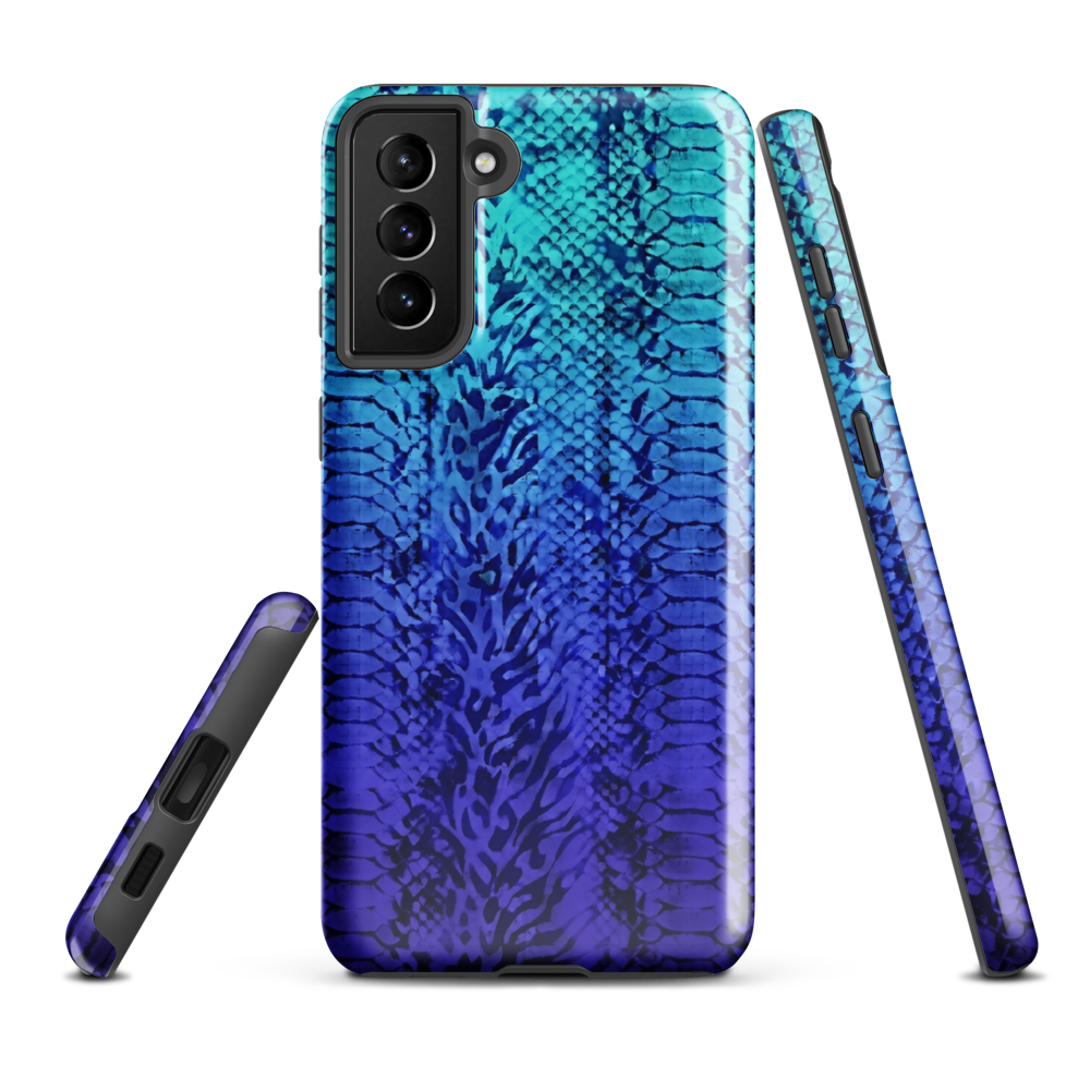 Vibrant Blue Snake & Leopard Print Tough Case for Samsung