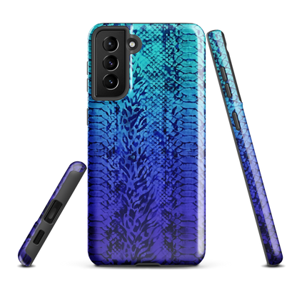 Vibrant Blue Snake & Leopard Print Tough Case for Samsung