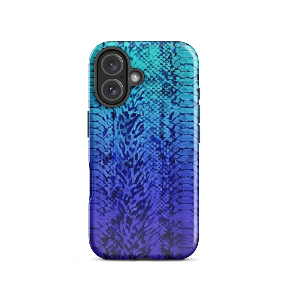 Vibrant Blue Snake & Leopard Print Tough Case for iPhone®