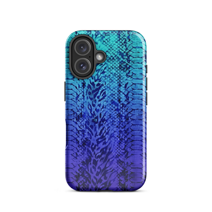 Vibrant Blue Snake & Leopard Print Tough Case for iPhone®