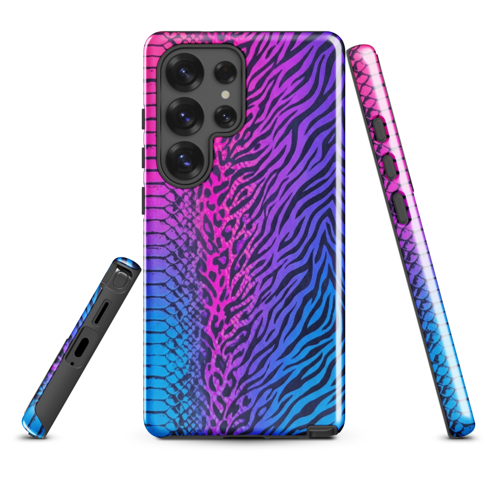 Hot Pink & Blue Snake Skin Zebra & Leopard Print Tough Case for Samsung