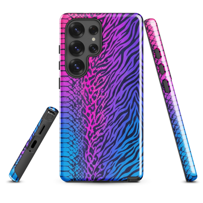 Hot Pink & Blue Snake Skin Zebra & Leopard Print Tough Case for Samsung