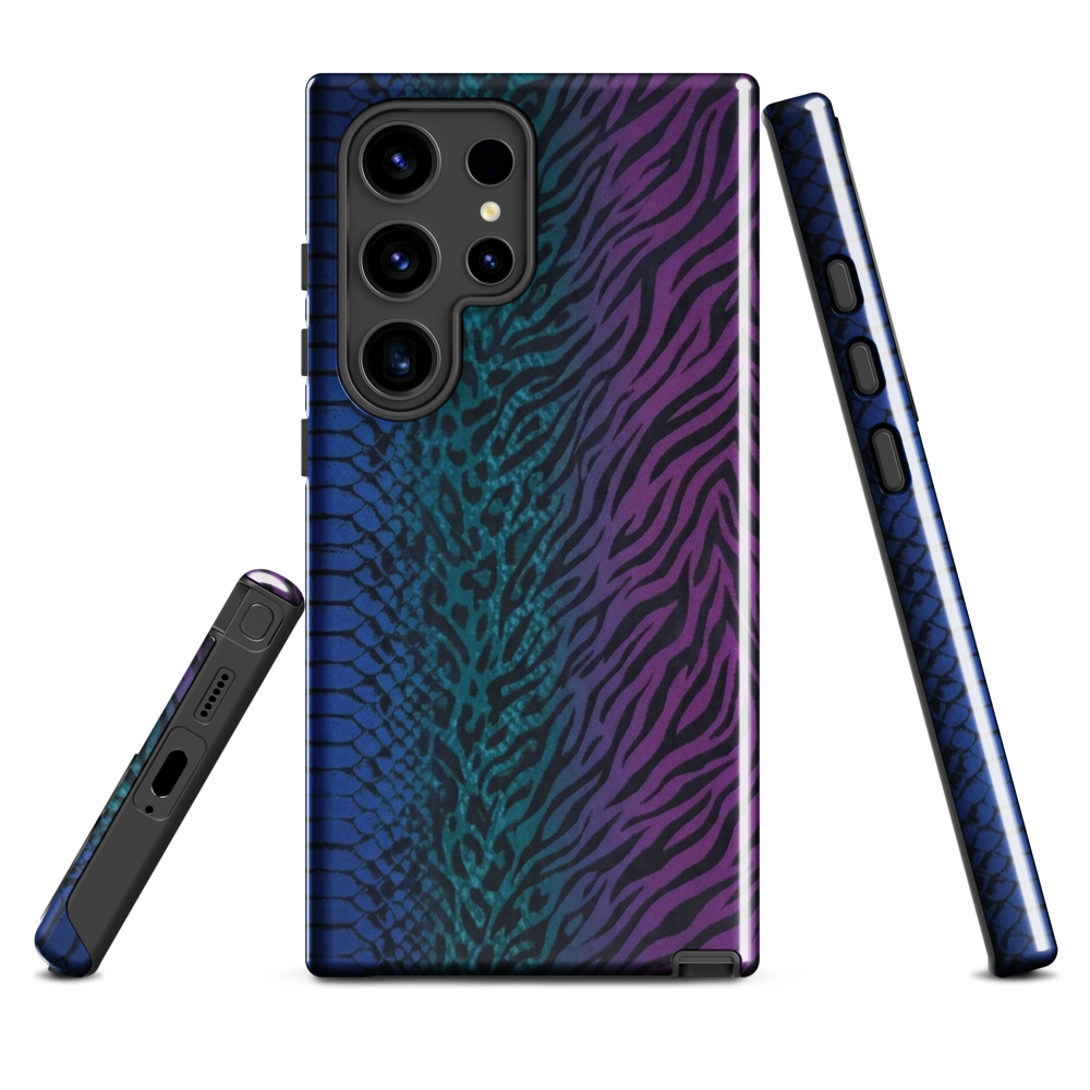 Blue to Purple Dark Snake Zebra & Leopard Print Tough Case for Samsung