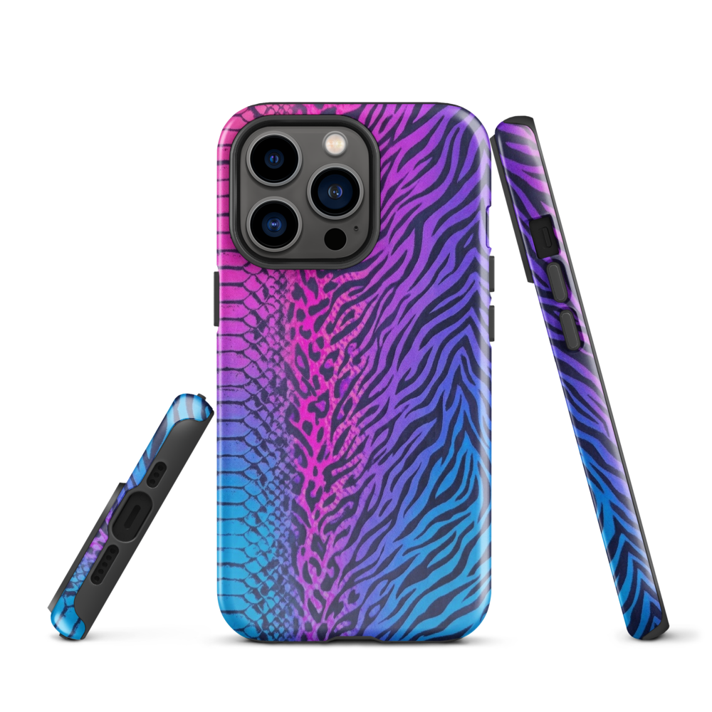 Pink & Blue Snake Skin Leopard & Zebra Print Tough Case for iPhone®