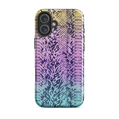 Faded Rainbow Snake Skin Zebra & Leopard Print Tough Case for iPhone®