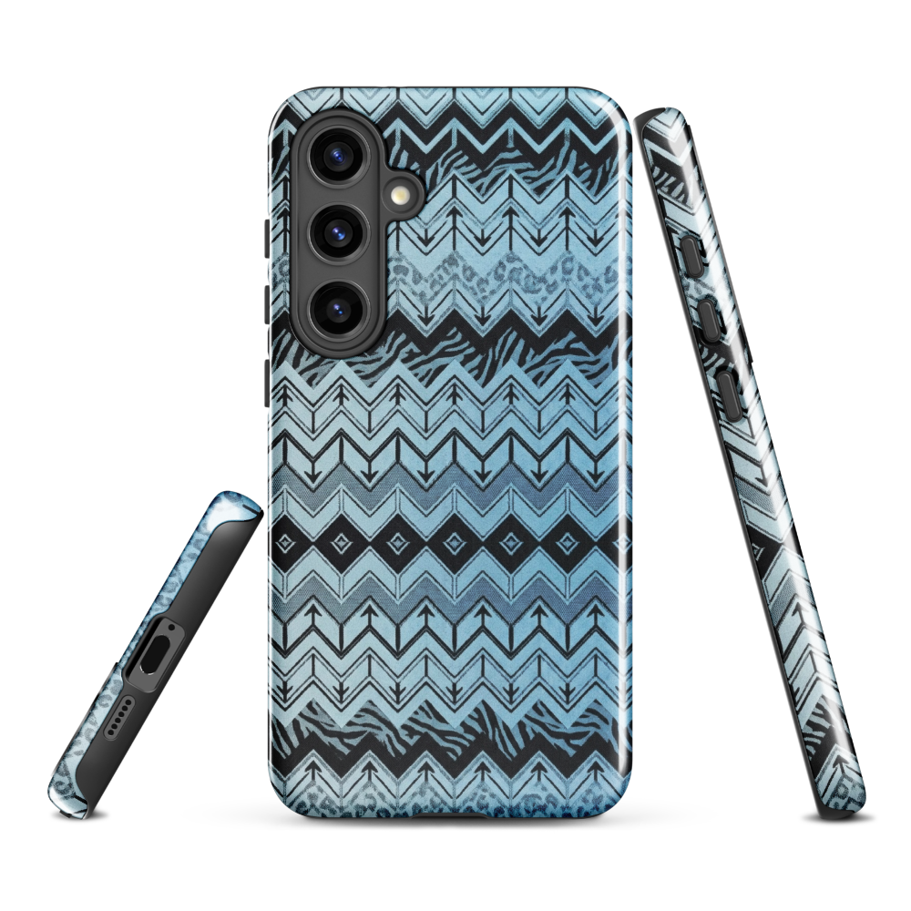 Blue Chevron Pattern Leopard & Zebra Print Tough Case for Samsung