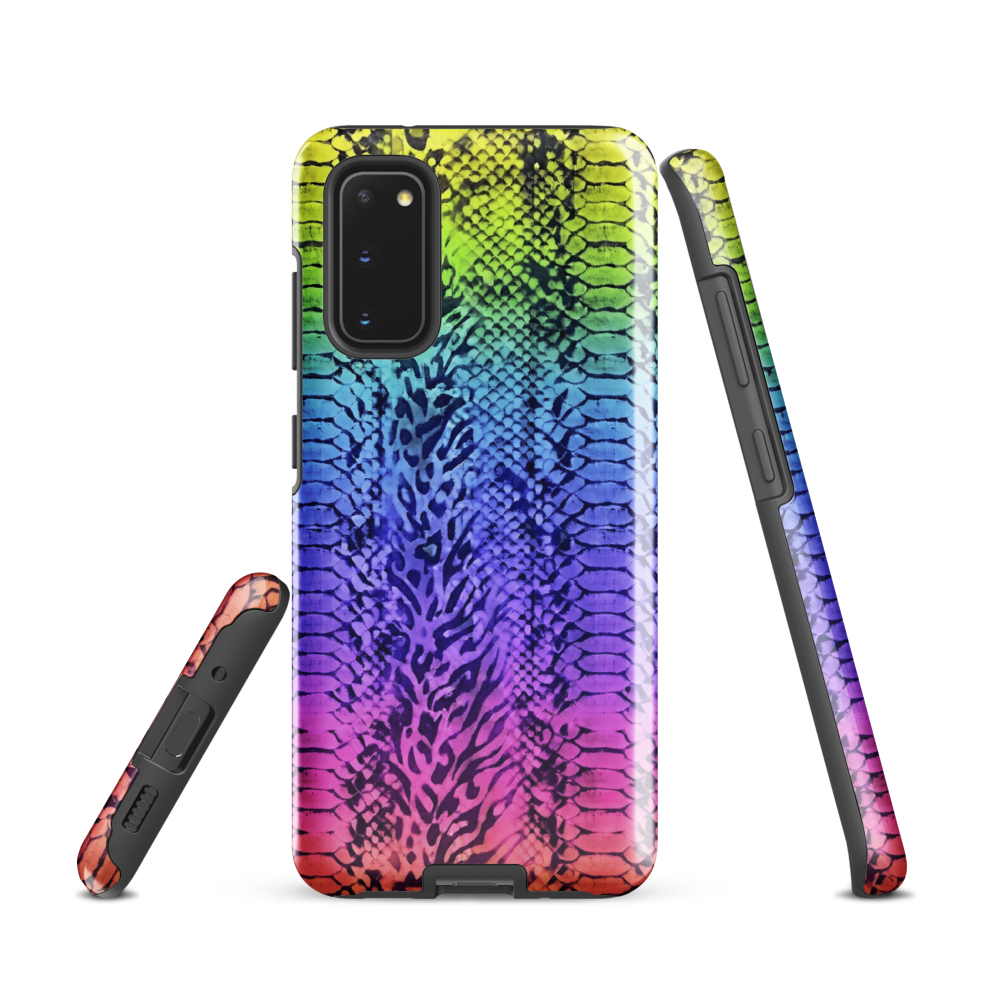 Vibrant Rainbow Snake Skin & Leopard Print Tough Case for Samsung
