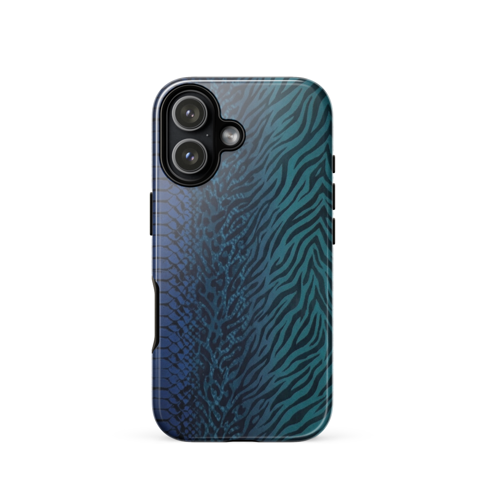 Blue & Teal Snake Skin Zebra & Leopard Print Tough Case for iPhone®