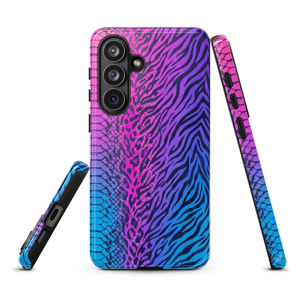 Hot Pink & Blue Snake Skin Zebra & Leopard Print Tough Case for Samsung
