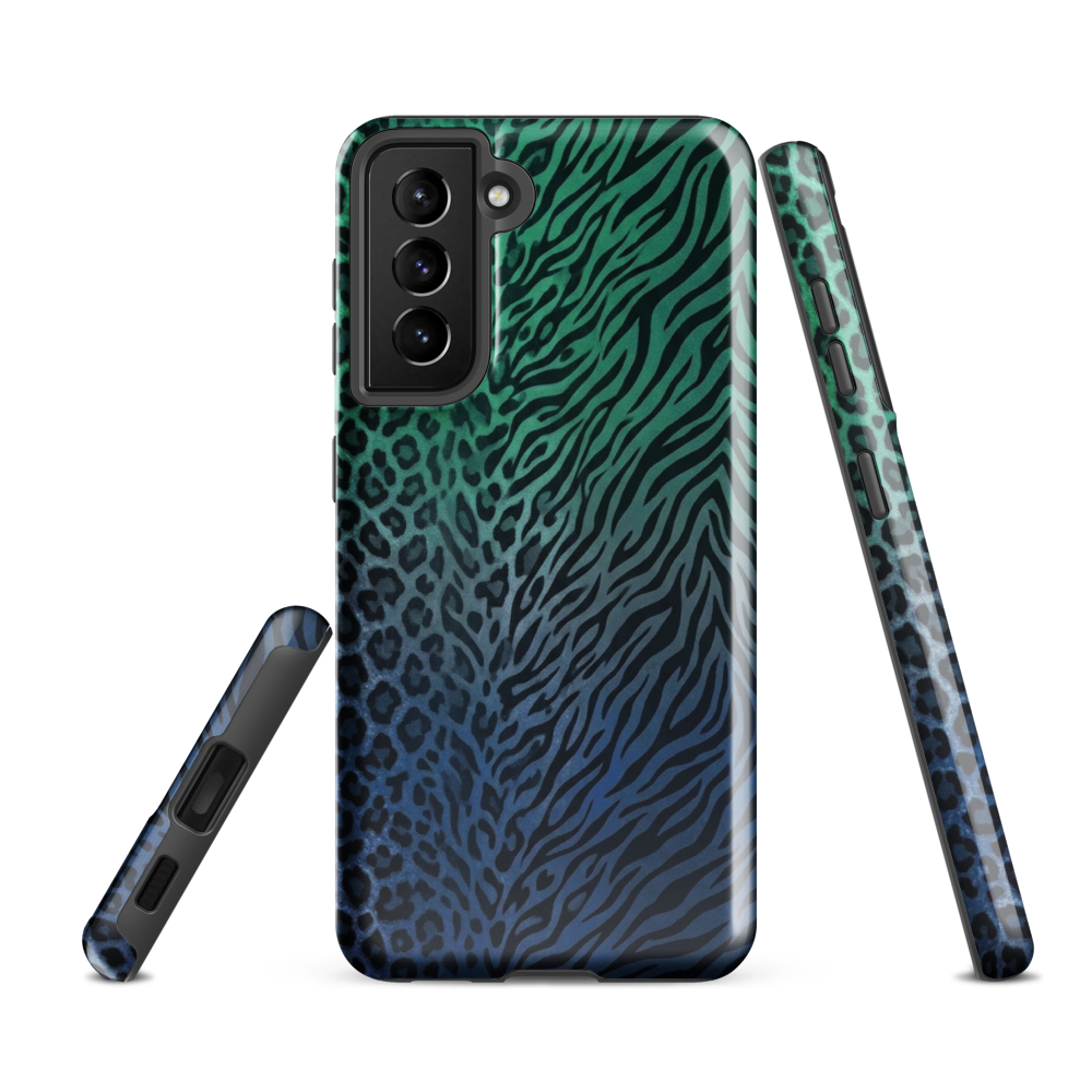 Blue to Teal Zebra & Leopard Print Tough Case for Samsung