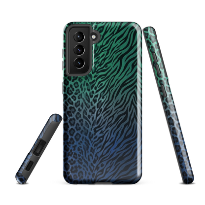 Blue to Teal Zebra & Leopard Print Tough Case for Samsung