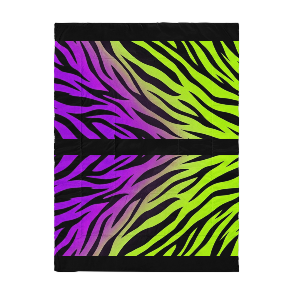 Zebra Print Neon Green and Purple Y2k inspired Comforter