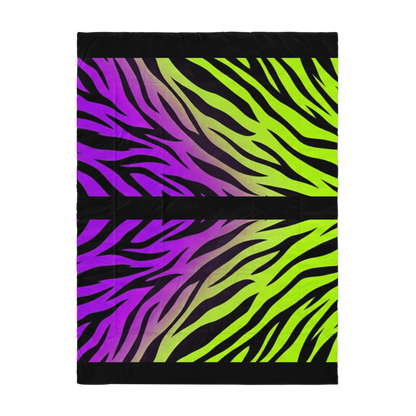 Zebra Print Neon Green and Purple Y2k inspired Comforter