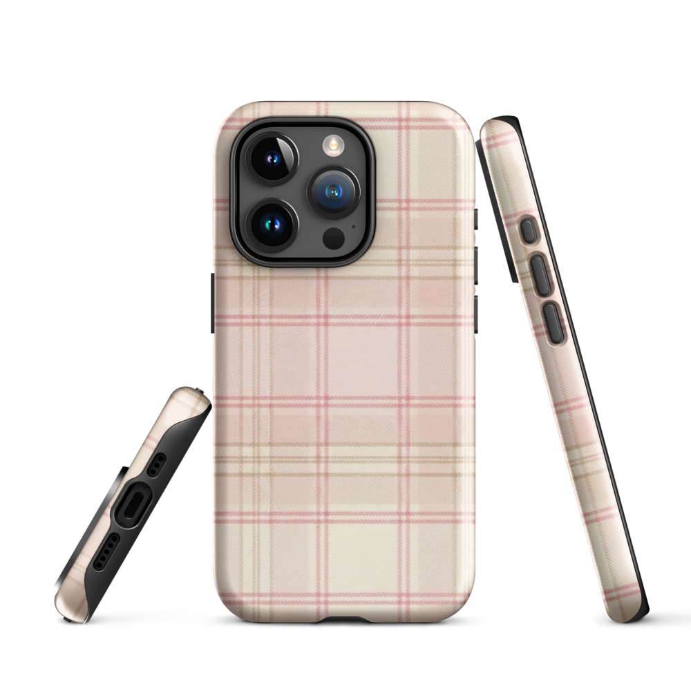Pink & Cream Plaid Coquette Print Tough Case for iPhone®