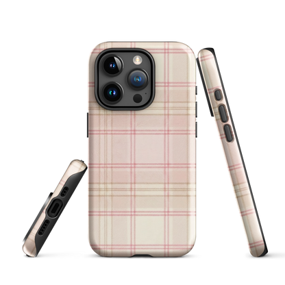 Pink & Cream Plaid Coquette Print Tough Case for iPhone®