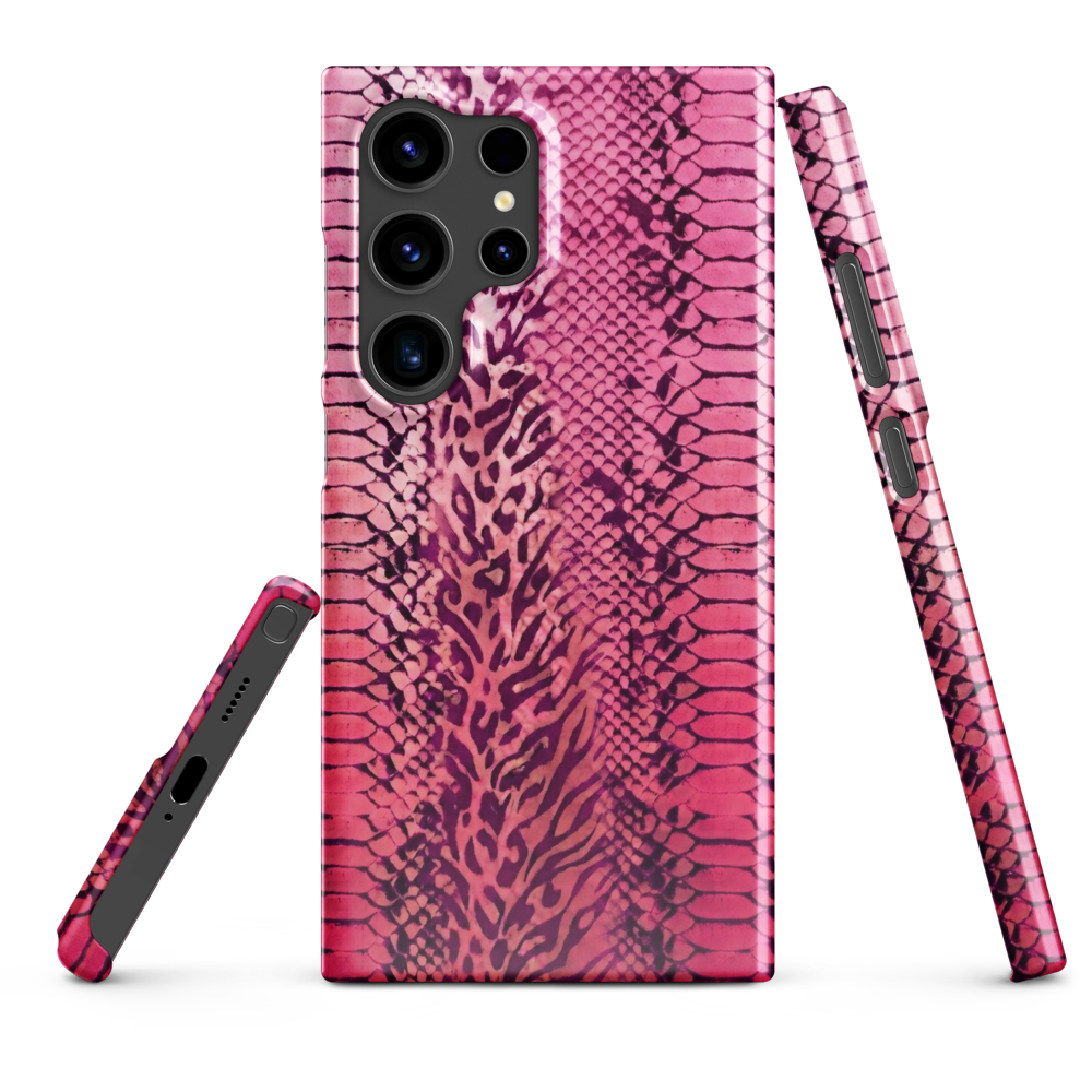 Neon Pink Snake Skin & Leopard Print Snap Case for Samsung