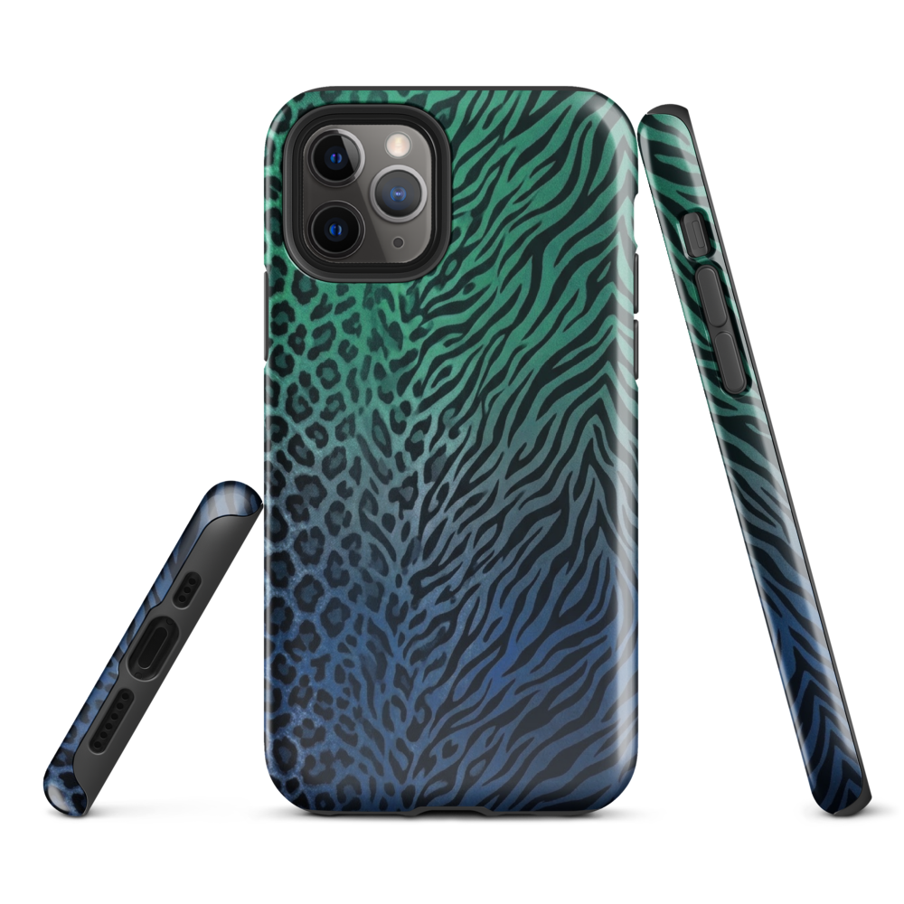 Blue to Teal Zebra & Leopard Print  Tough Case for iPhone®