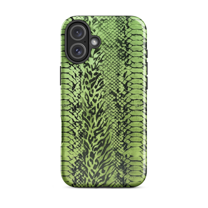 Green Snake Skin & Leopard Print Tough Case for iPhone®
